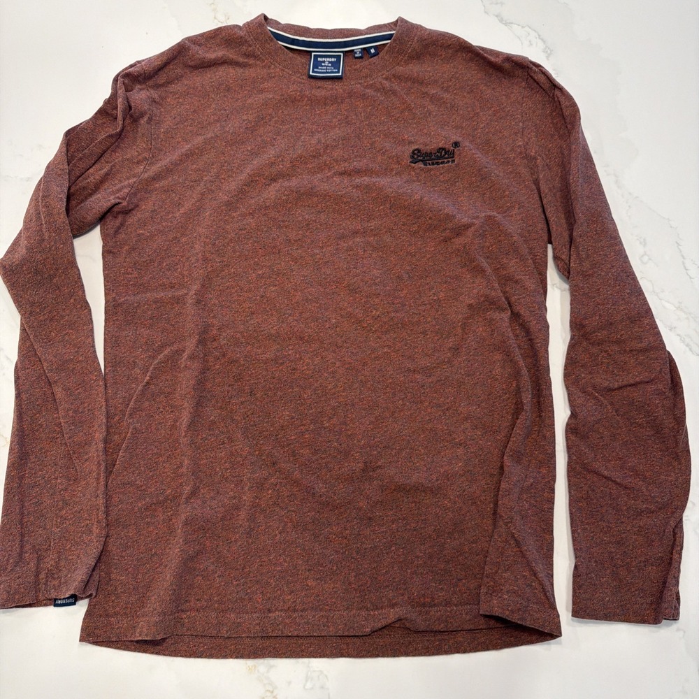 Superdry Long Sleeve Tee Mens M Multicolor Excellent Heathered Organic Cotton